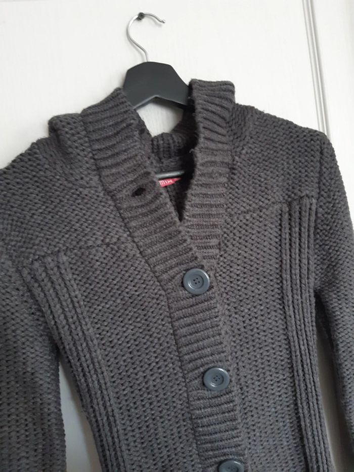 Gilet long en maille gris - photo numéro 2