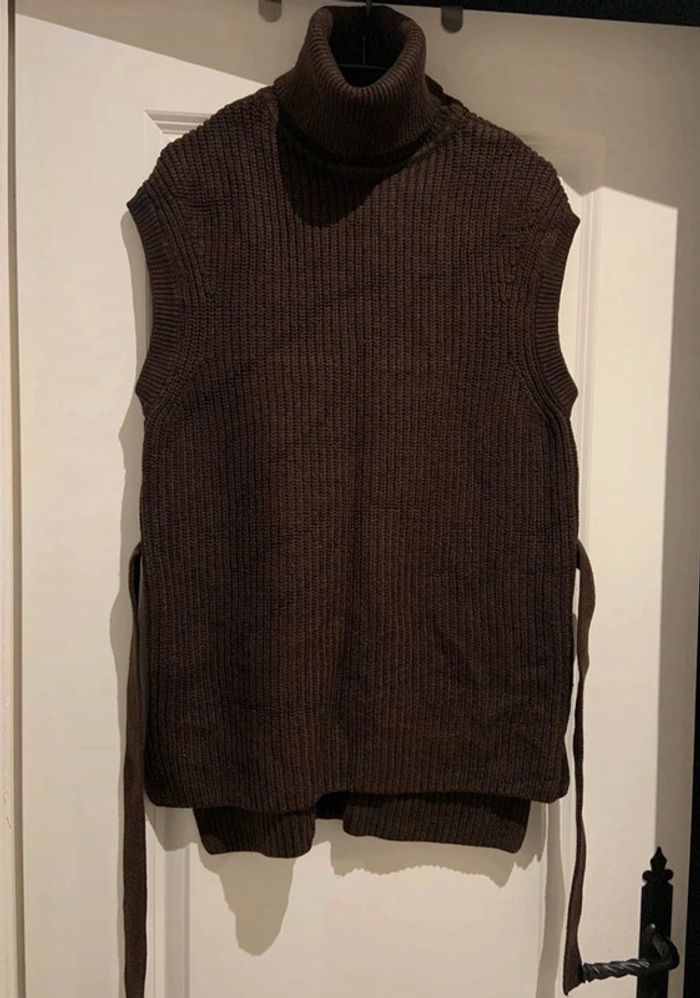 🔝 Pull sans manches Zara marron taille M 38 en acrylique polyester et viscose