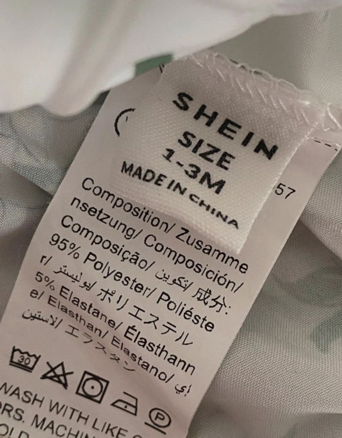 Ensemble fleurie blanc et vert SHEIN 1-3 mois combinaison avec chapeau [ref.46B070] - photo numéro 4