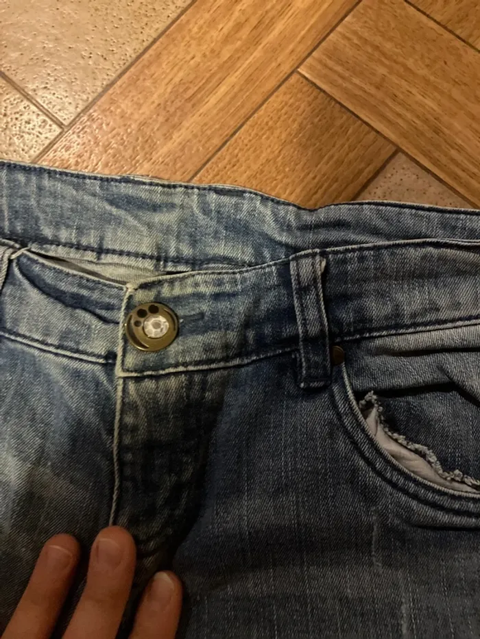 Pantalon jeans bleu @ - photo numéro 2