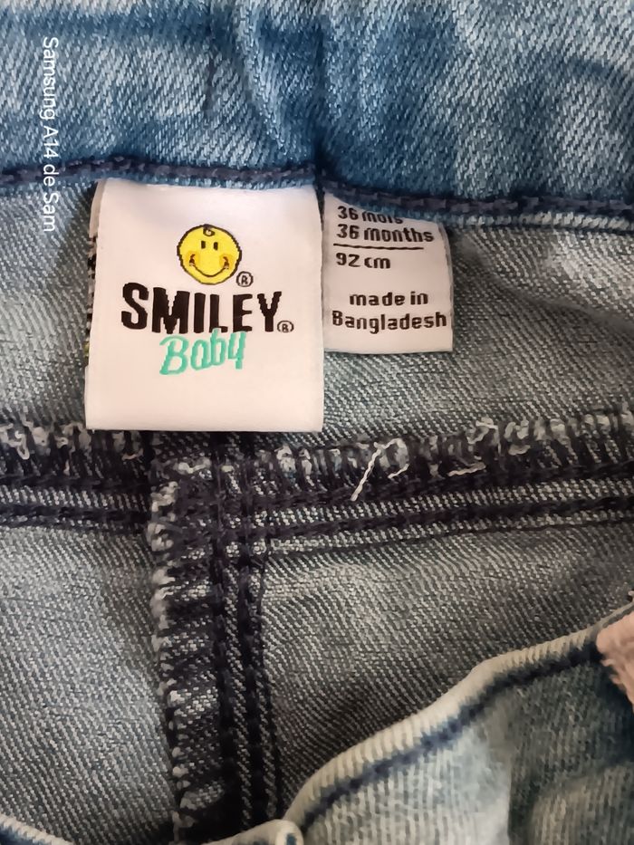 Jean fille smiley baby réglable 3ans - photo numéro 5