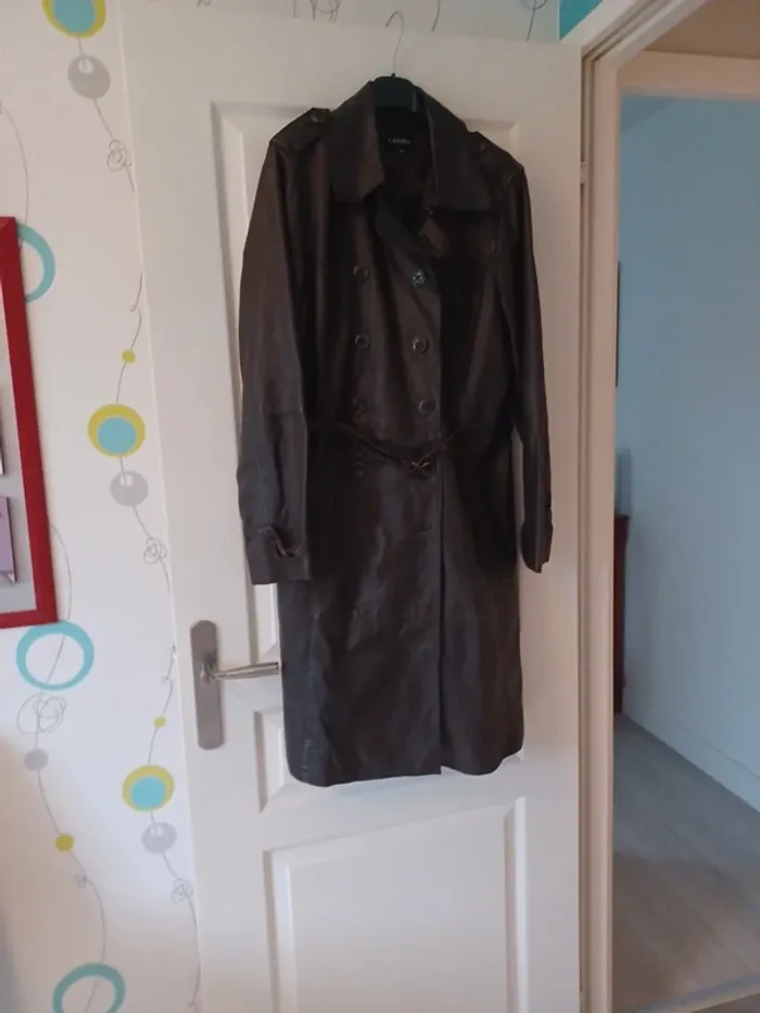 Veste longue cuir doublée