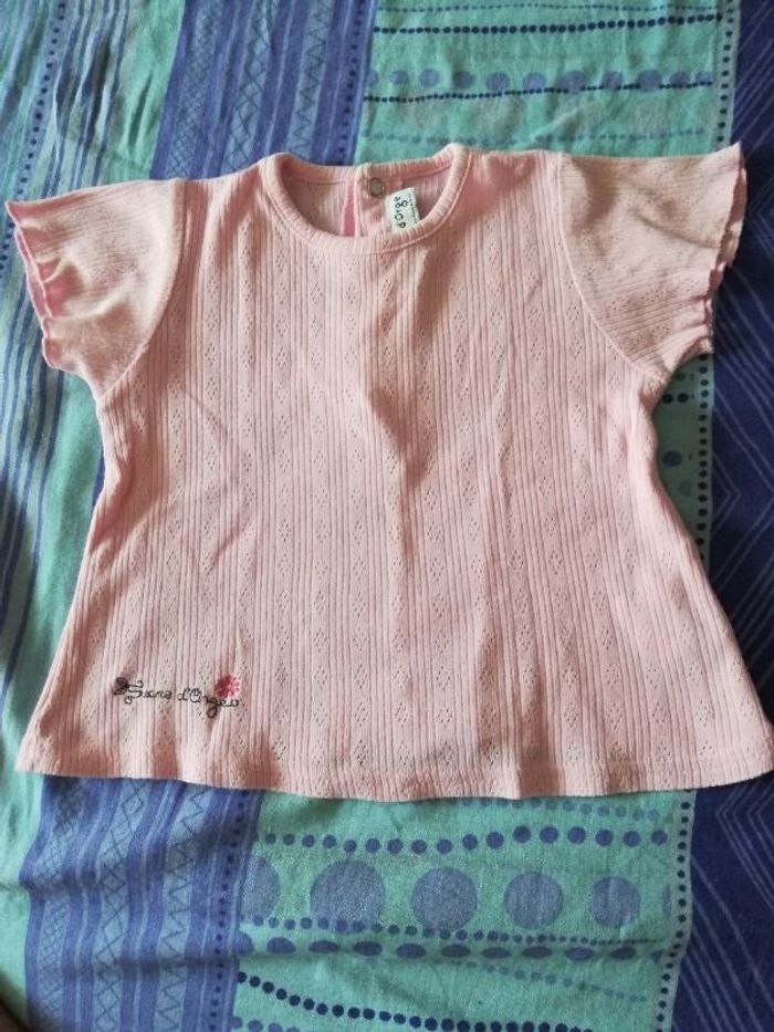Tee-shirt manches courtes fille 6 mois SUCRE D"ORGE.