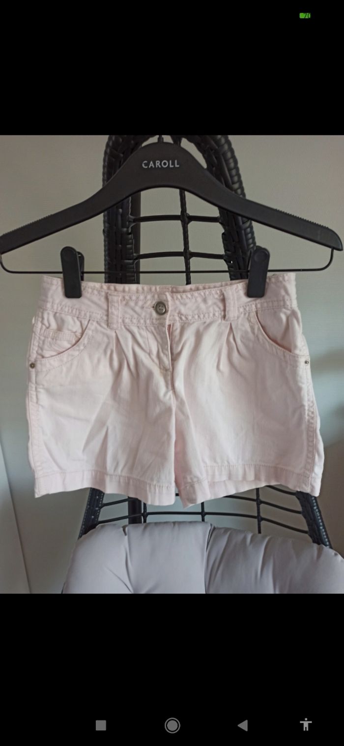 Short rose pâle blanc Okaïdi 8 ans