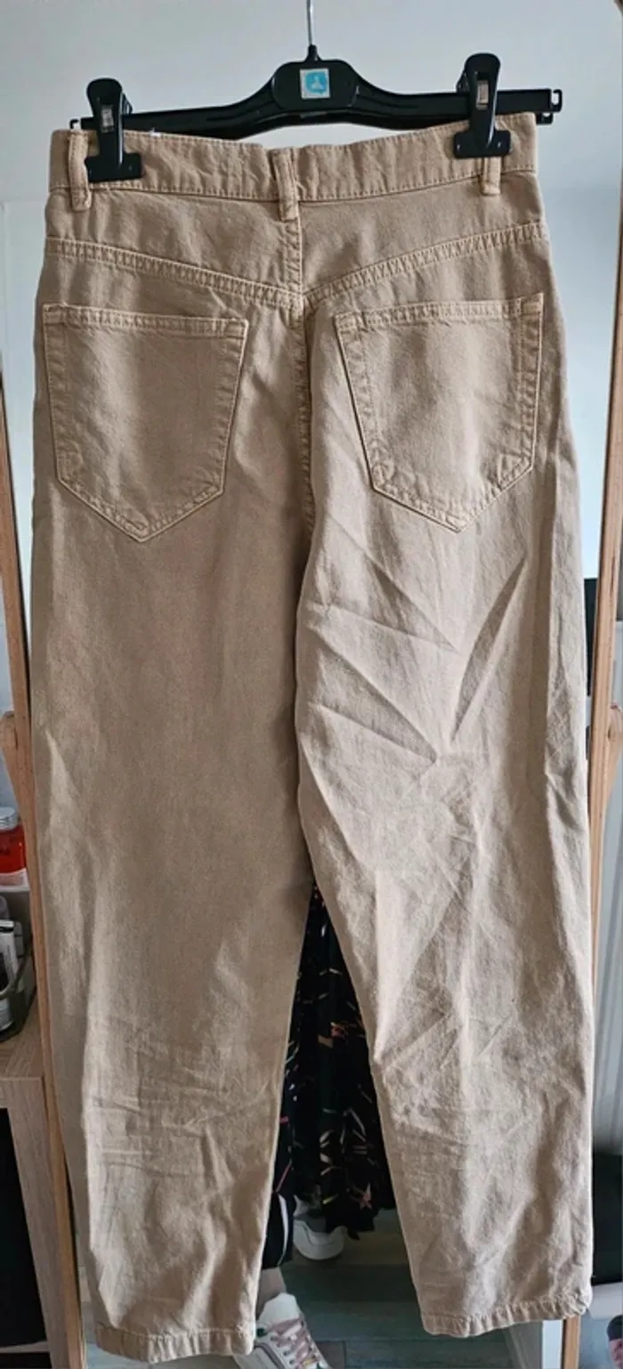 Jean Pantalon à pince camel taille s neuf - photo numéro 7
