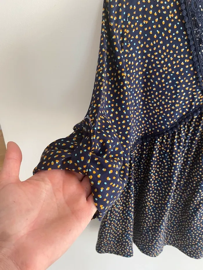 Blouse akoz de toi paris marine imprimer moutarde bleu ciel - photo numéro 4