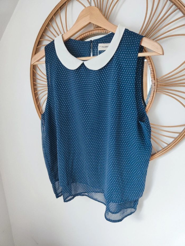 Blouse à pois col claudine - photo numéro 4
