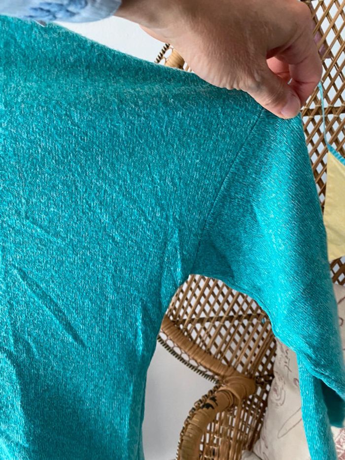 Pull manche longue turquoise Mademoiselle en baskets Ineo Couture taille M/L - photo numéro 7