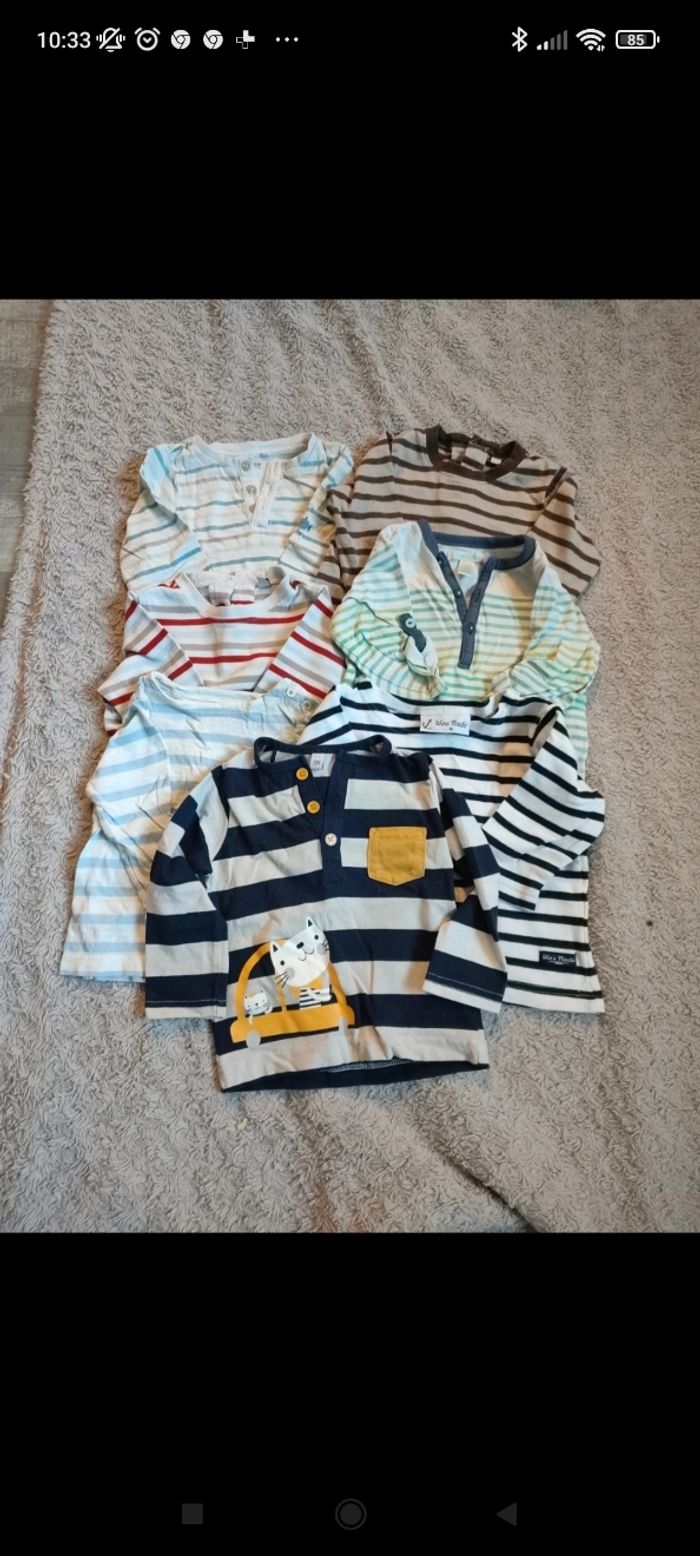 Lot 7 t shirt marinière 12 mois