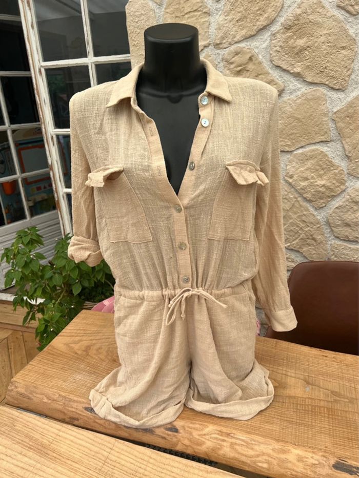 Combinaison short Combishort été lin neuf étiqueté saharienne - photo numéro 10