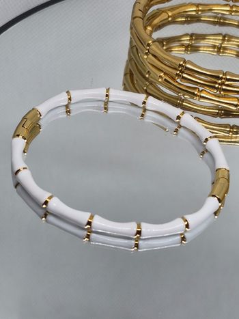 Bracelet forme bambou en plaqué or 18k
