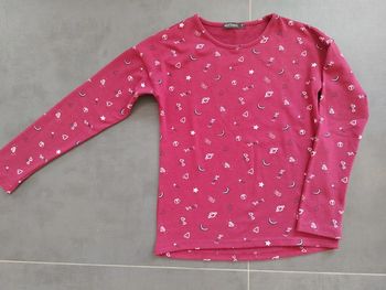 Pull fille 10 ans rose foncé à motifs