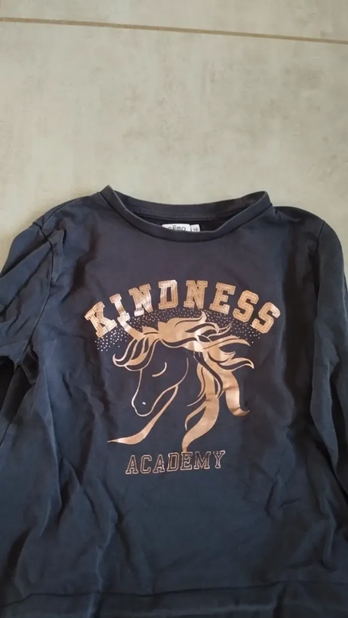 Pull bleu Gémo taille 10 ans fille - photo numéro 4