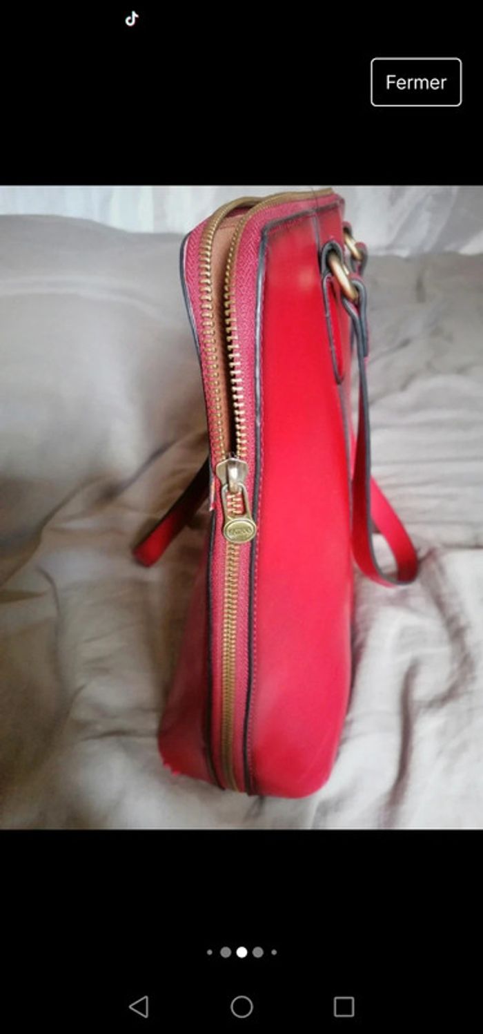Sac vintage Katana cuir rouge véritable - photo numéro 10