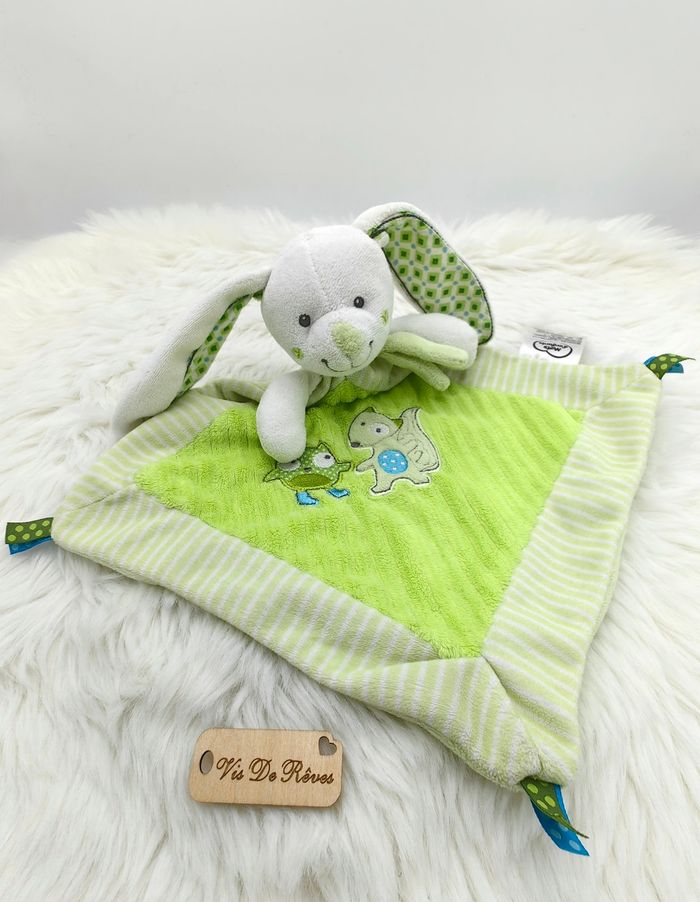 Doudou plat losange lapin vert Mots D'enfants - photo numéro 2