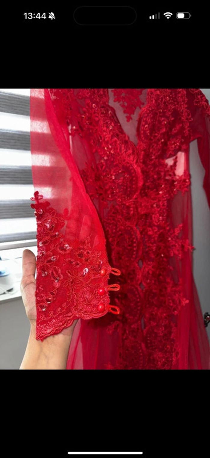 Magnifique caftan neuf taille xs rouge - photo numéro 5