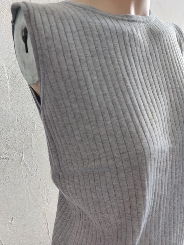 Débardeur gris côtelé pour femme Taille S - photo numéro 4