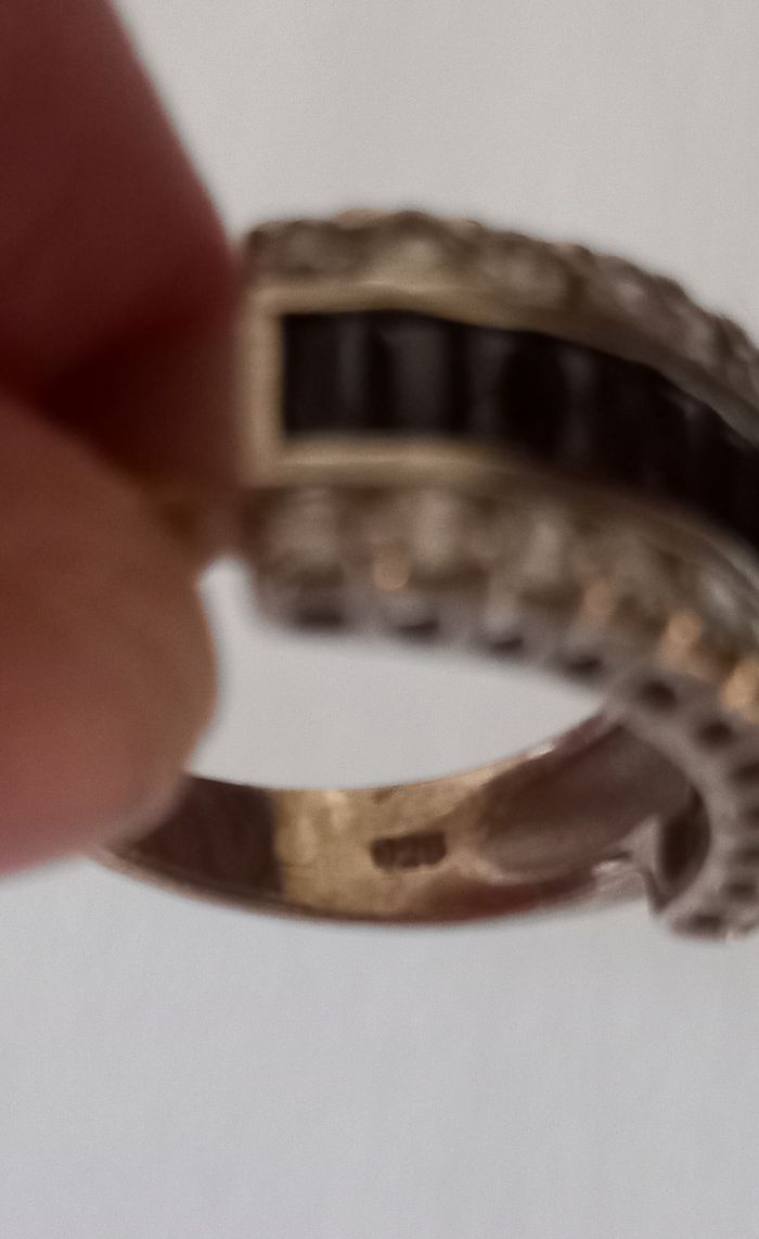 Bague argent zirco noir et blanc - photo numéro 3