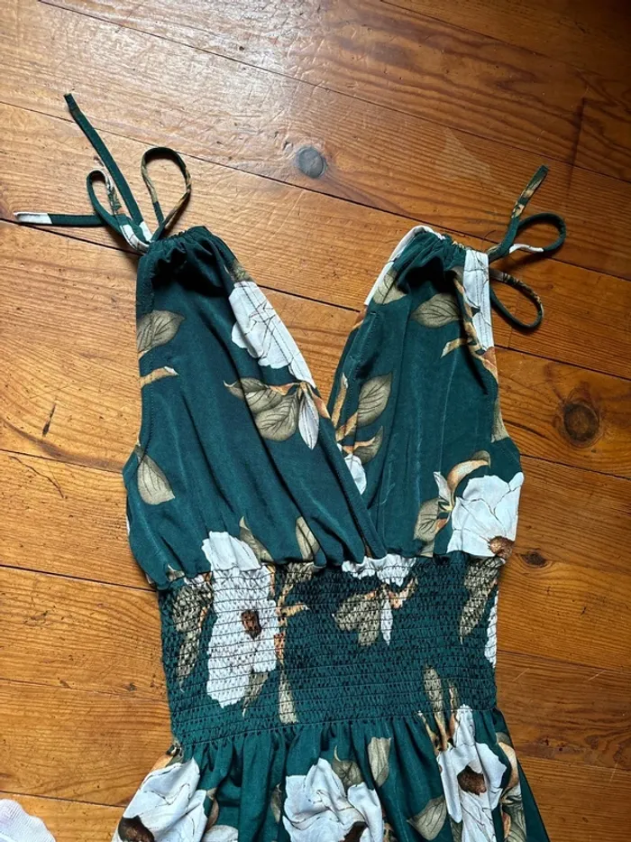 Robe longue verte à fleurs – Taille unique - photo numéro 2