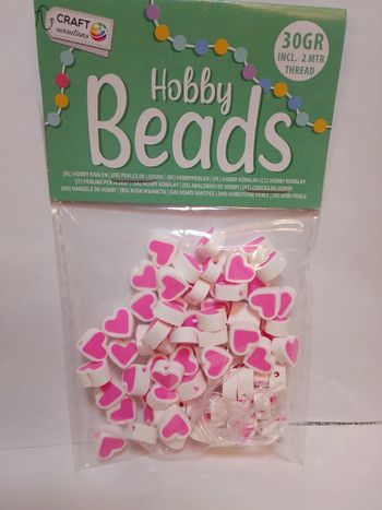 Perles de loisirs "cœurs roses" + fil