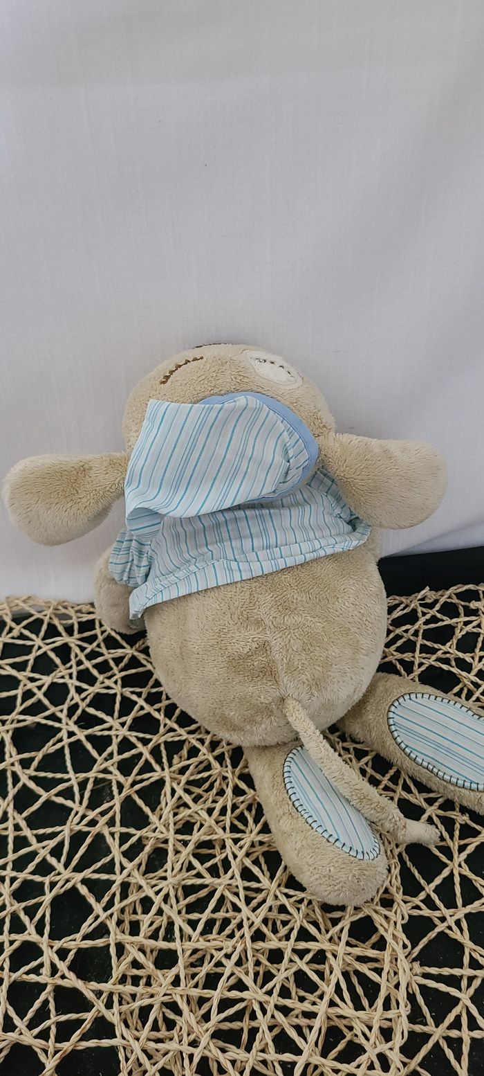 MAMAS & PAPAS DOUDOU CHIEN BEIGE DORMEUR PYJAMA BLEU SNOOZY SLEEPYHEADS - photo numéro 5