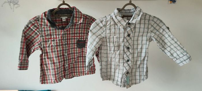 Lot de 2 chemises manches longues 12 mois