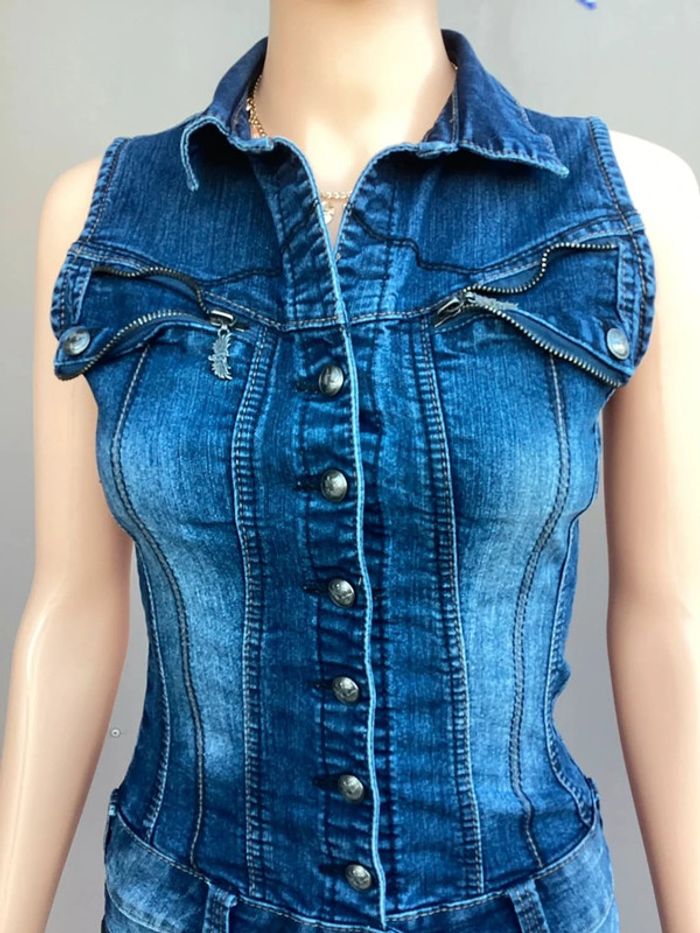 Robe en jean cintrée sans manches – Taille S – Très bon état - photo numéro 4