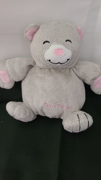 Ours TOPI L'OURSON  doudou gris et rose