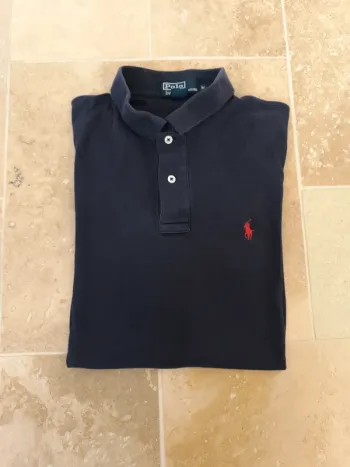 Polo Ralph Lauren homme M pima coton marine logo rouge excellent état