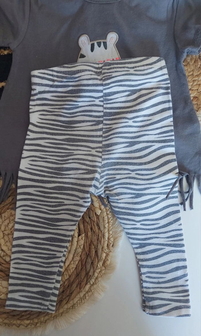Ensemble animal zèbre 🦓 bébé fille printemps été tee-shirt manches courtes avec legging - photo numéro 5