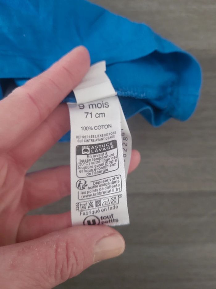 Tee-shirt MC bleu 9 mois - photo numéro 5