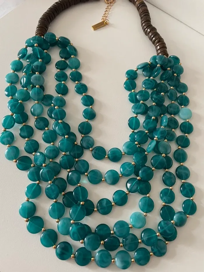 Collier Week-end MaxMara perles turquoise multi-rangs - photo numéro 7