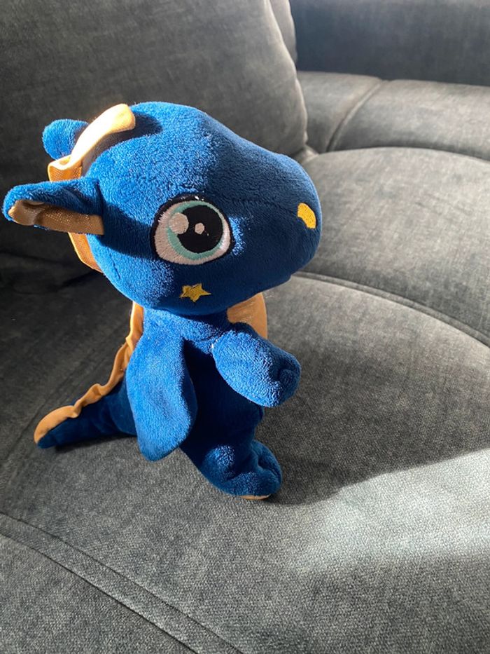 Peluche dragon bleu fizzy casi neuve