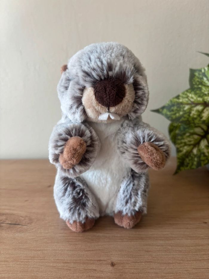 Neuf doudou marmotte gris blanc marron créations Dani