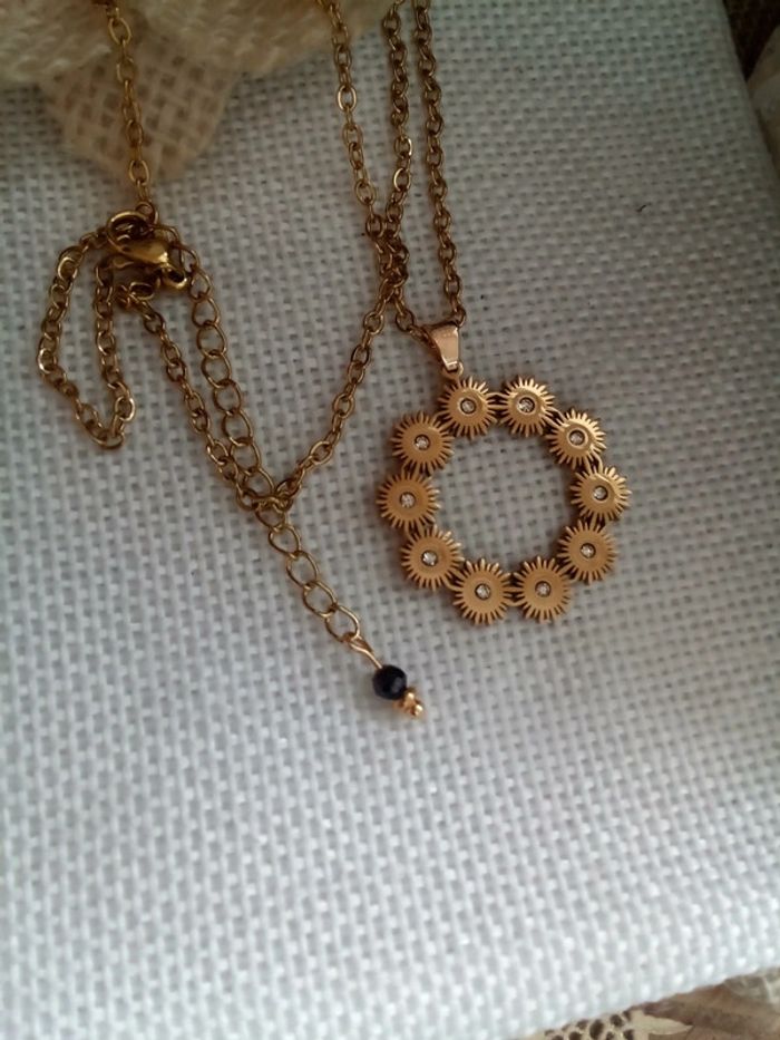 Collier multi soleils acier et zircons - photo numéro 2