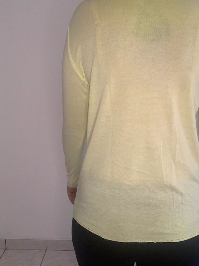 pull fin jaune fluo à l'intérieur liseré argenté - photo numéro 3