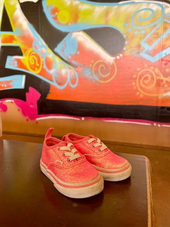 Vans bébé – rose pailleté – lacets élastiques – pointure 20