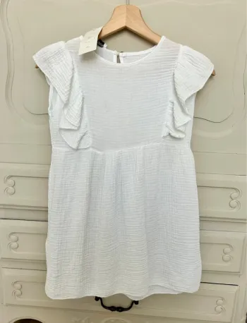 Robe blanche fille 10 ans – gaze de coton – Mini Mignon – neuve avec étiquette