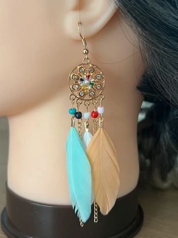 Boucles d’oreilles multicolores plumes