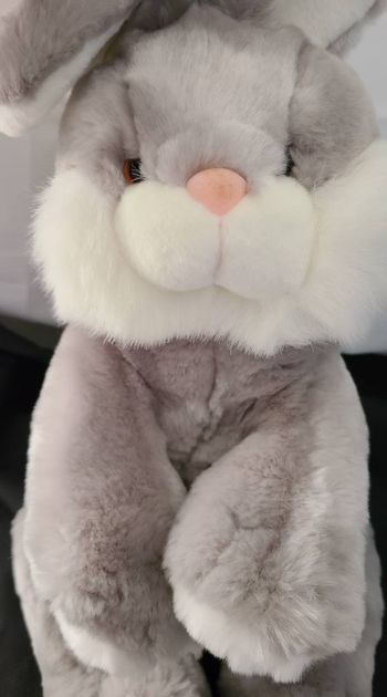 Peluche Lapin gris blanc Lascar 36 cm