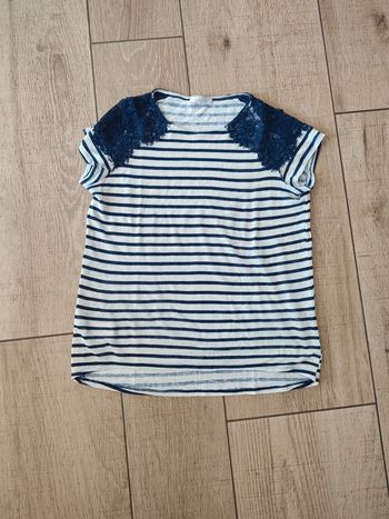 T shirt marinière a dentelle