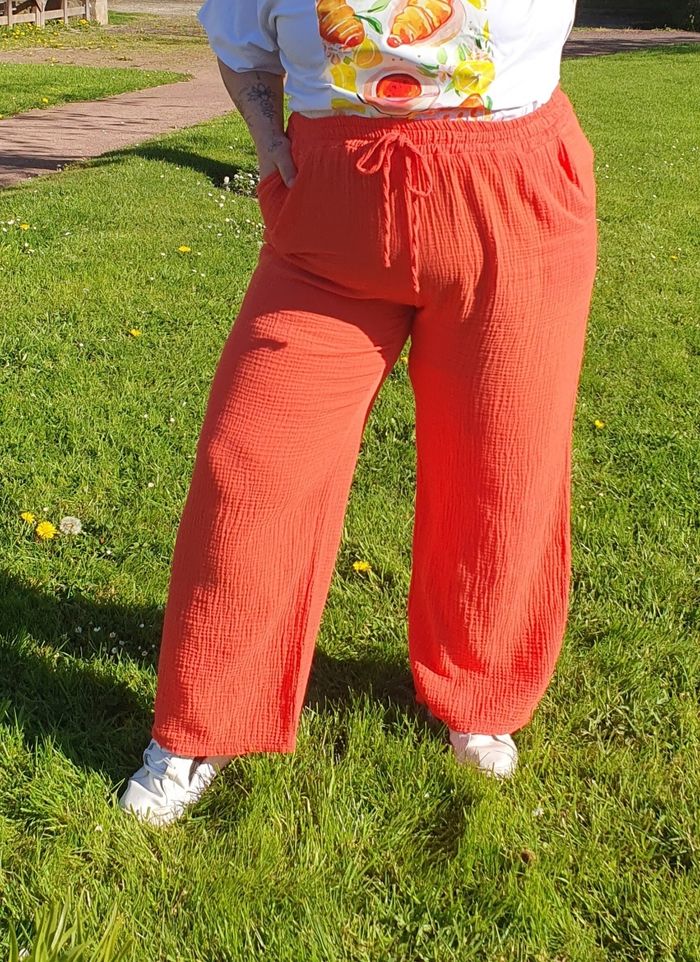 Pantalon gaze de coton Rio corail 
TU