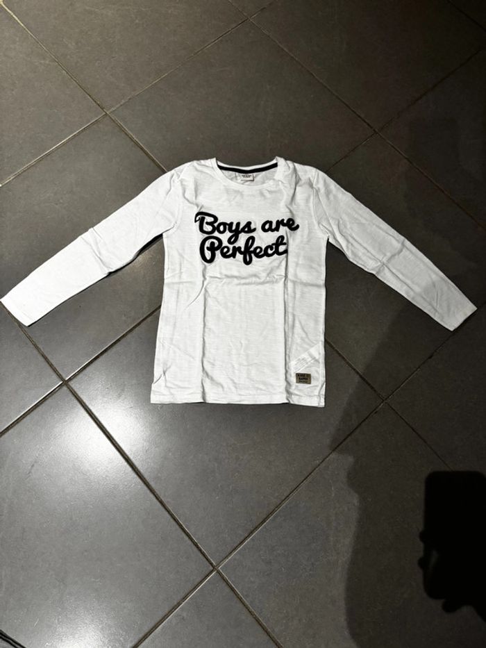 T shirt manches longues - Tape à l’œil - Boys are perfect / Make it happen - Blanc - 8 ans