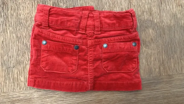 Jupe rouge orangé bébé velours - photo numéro 3