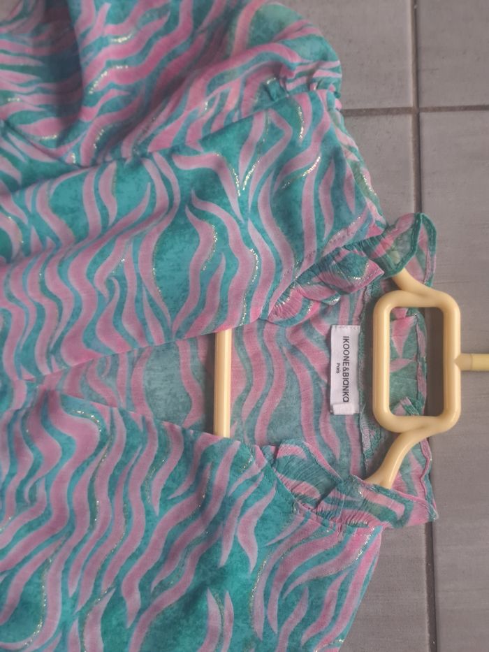 Jolie robe rose vert avec brillance doré Ikoone & Bianka Taille S - photo numéro 5