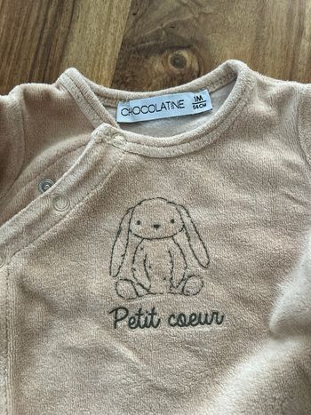Pyjama 2 pièces velours 1 mois Chocolatine