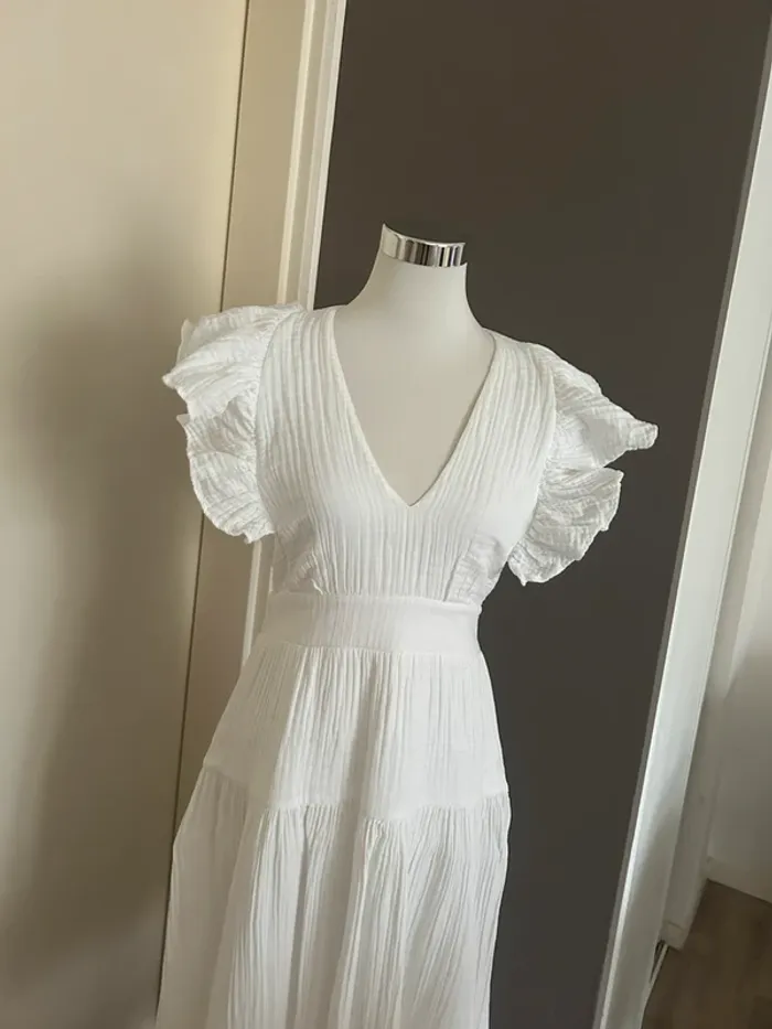 Guru jagat robe longue blanche coton volante , femme, taille 1/36 - photo numéro 2