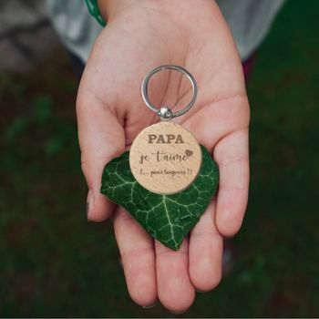 Porte-clés gravé personnalisable - Edition spéciale "Papa je t'aime"