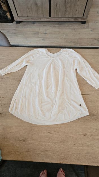 Blouse blanche à manches 3/4, Alfa, taille L/XL, nickel