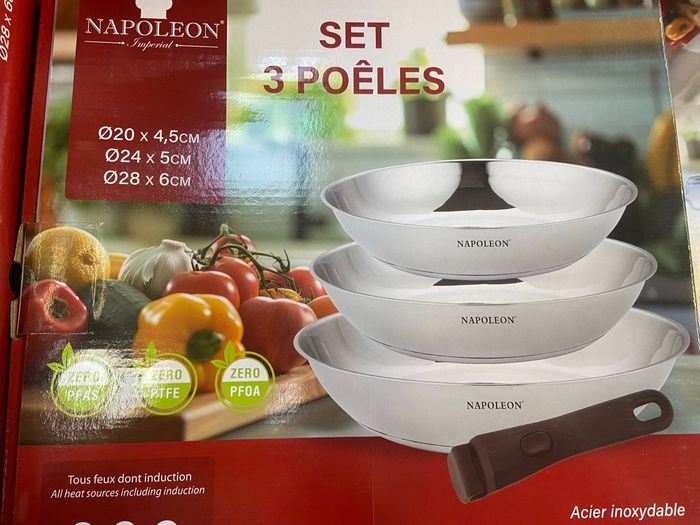 Set de 3 poêles inox Napoleon
